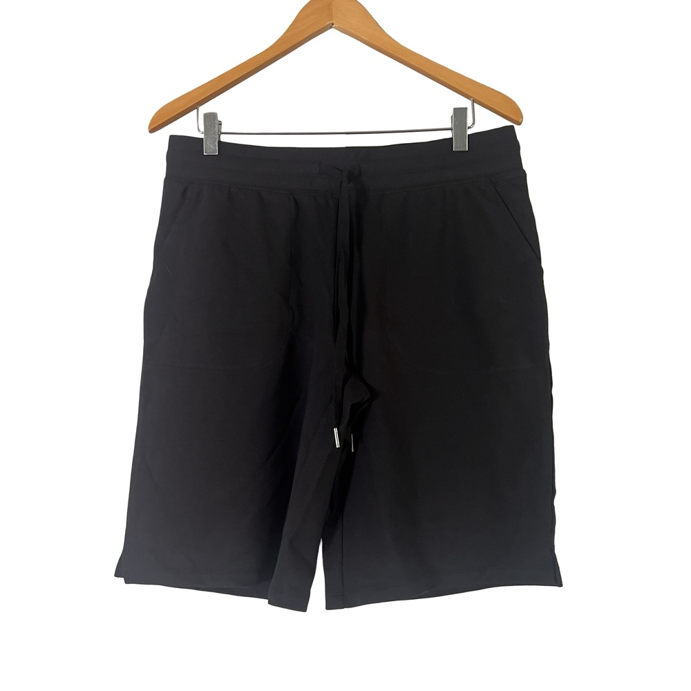 A588141 Denim & Co. Active French Terry Pull-On Bermuda Shorts Black M
